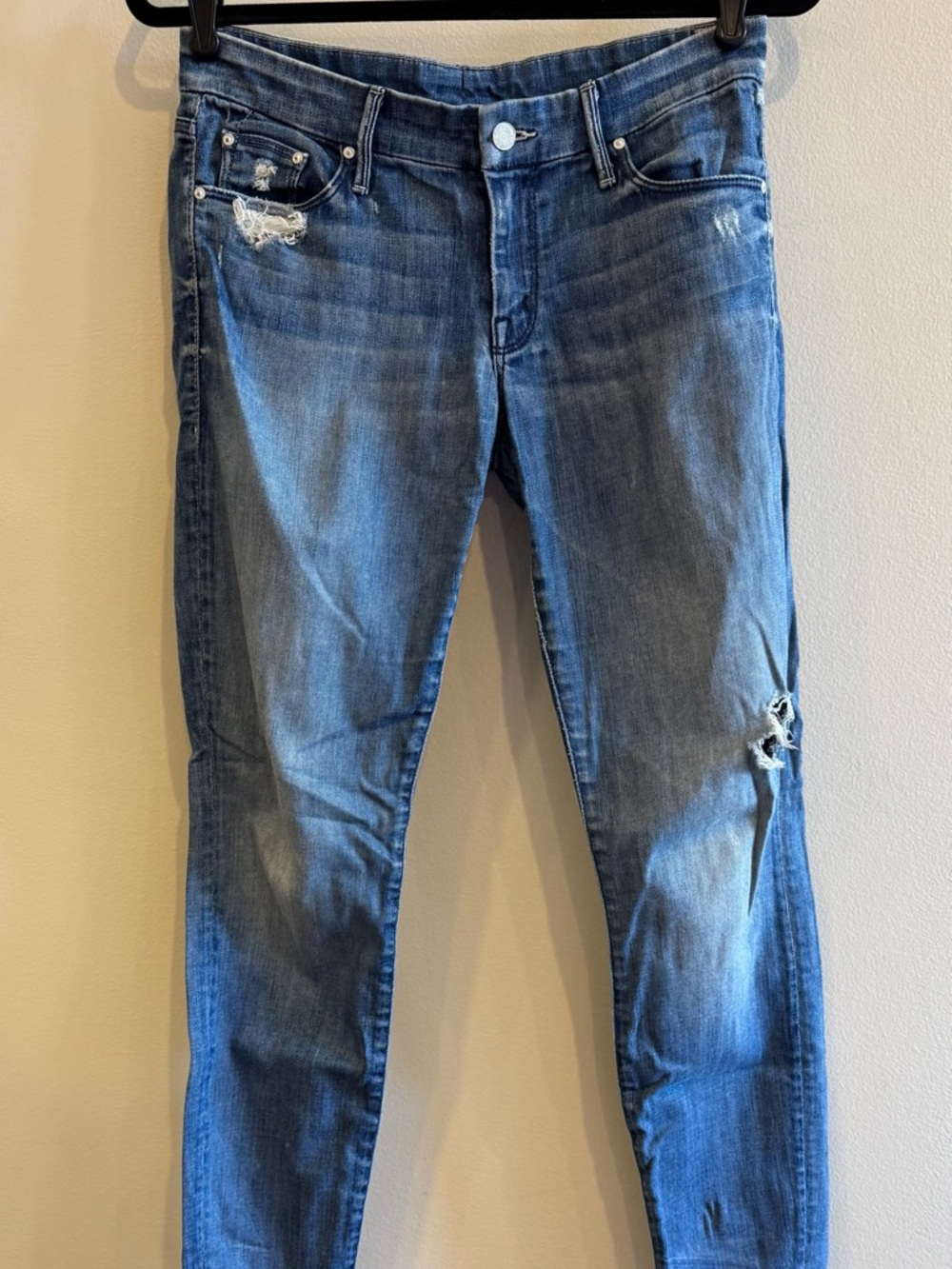 MOTHER Distressed Blue Jeans